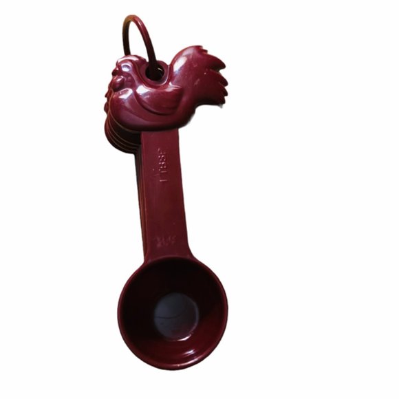 Set 5 Maroon Nesting Chicken Measuring Spoons - Picture 4 of 4